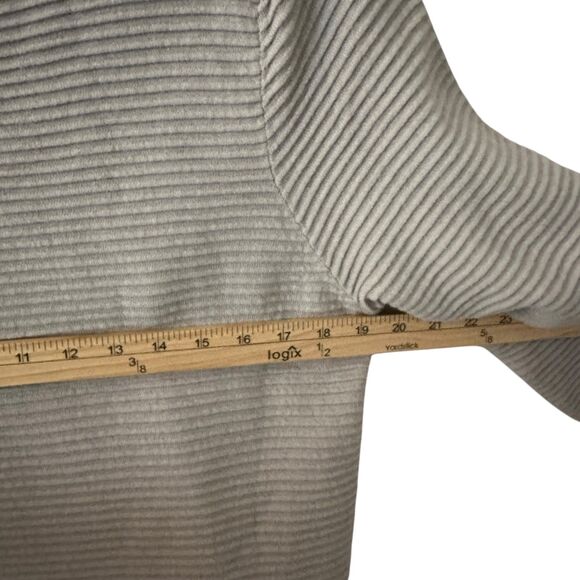 J. Jill Grey Ribbed Scoop Neck 3/4 Sleeve Linen Blend Tunic Top Size L - Picture 5 of 6